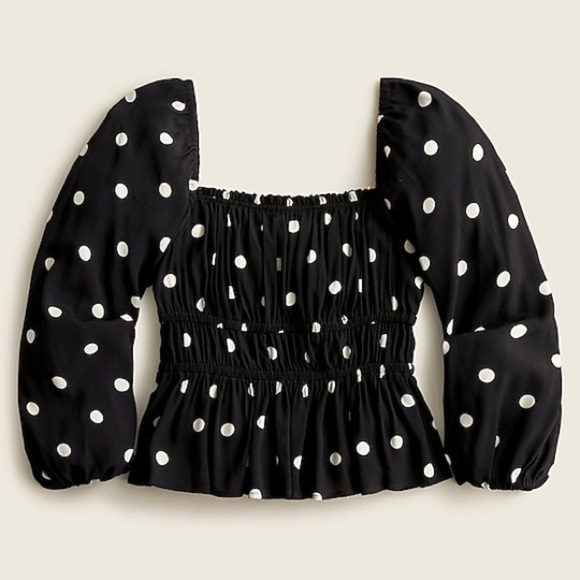 J Crew Puff-sleeve drapey crepe top in dots
Item BB271 - Picture 1 of 2